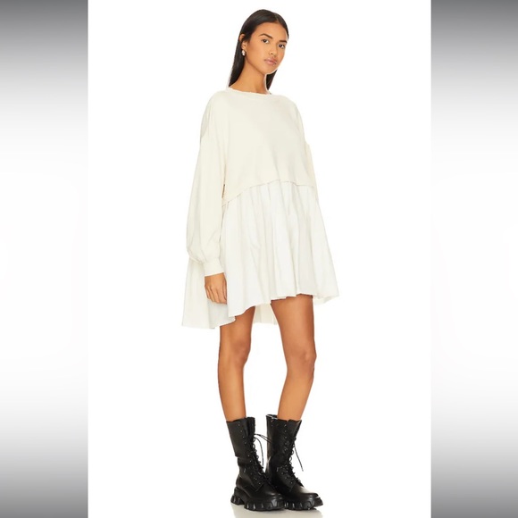 NWT Free People Eleanor Sweatshirt Dress in Grey Combo - Picture 2 of 3